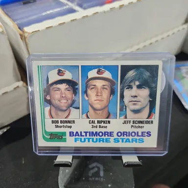 1982 Topps #21 Orioles Future Stars (Bob Bonner / Cal Ripken / Jeff Schneider)