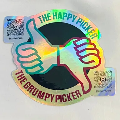 Thumbs up & down Happy & Grumpy 3.5" holographic sticker
