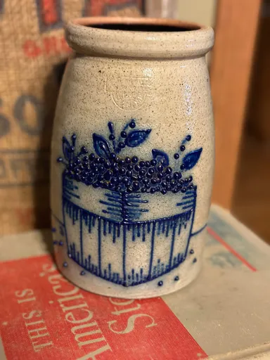 40 Vintage Beautiful Salt Glazed Pottery Blue Berry Design