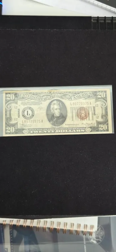 1934 A $20 Hawaii WWII