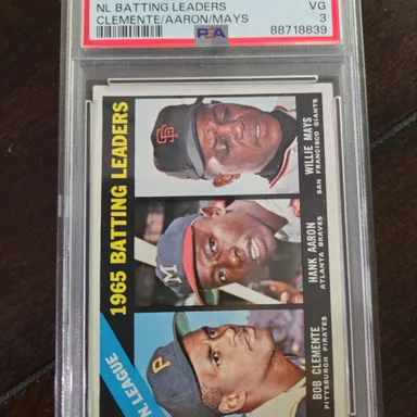 1966 Topps Nl Batting Leaders 215 Clemente/Aaron/Mays PSA VG 3