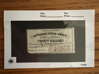 1- Confederate Twenty Dollars Bond Note