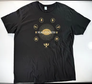 2020 Mastodon Symbols Logo T-Shirt 3XL 3X Black Gold Eye Rays Official