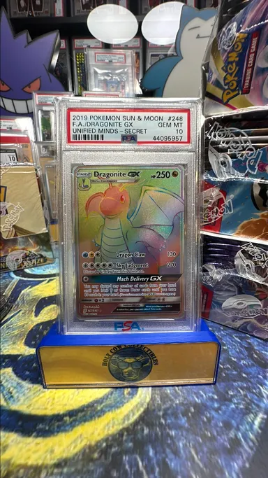 2019 Pokemon Sun & Moon Unified Minds Fa/Dragonite Gx Unified Minds-Secret PSA GEM MT 10