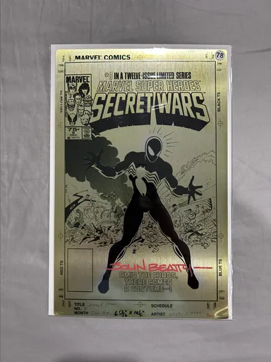 Secret Wars #8 B&W Metal Print Signed by John Beaty (Damage)