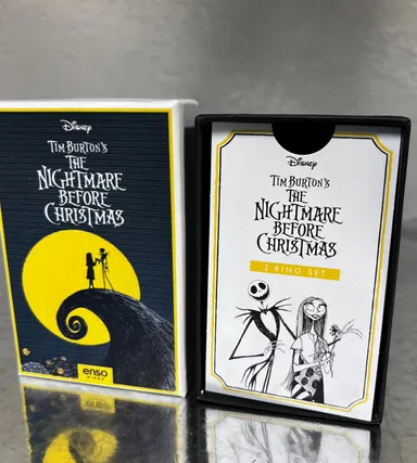 Nightmare Before Christmas Silicone Ring - 2 Ring Set Collection Box (Size 4, has a tiny bit of stretch-great for pinky or top of finger) 