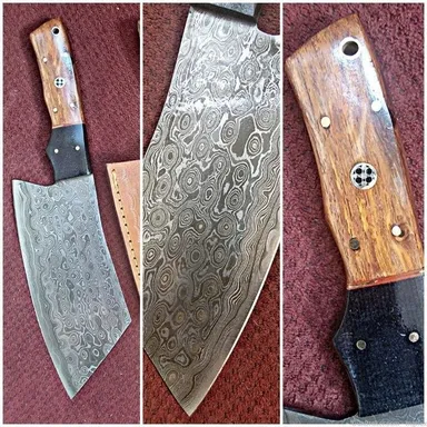 Custom Damascus Hand Made hand forged CLEAVER