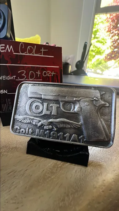 Colt 3.3oz M1911 999 silver bar