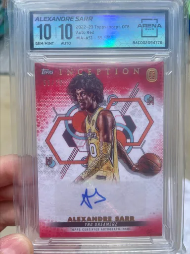 22-23 Topps Inception Alexandre Sarr Auto Red 55/75 Graded Gem Mint 10 / 10 Auto