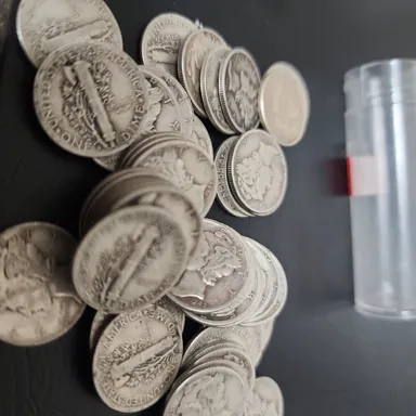 (50), or 1 roll Merc dimes...silver