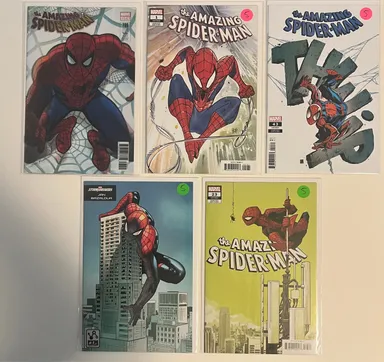 Lot of 5 Marvel Spider-Man Books and Variants: Peach Momoko, Lenticular, Stormbreakers, and More