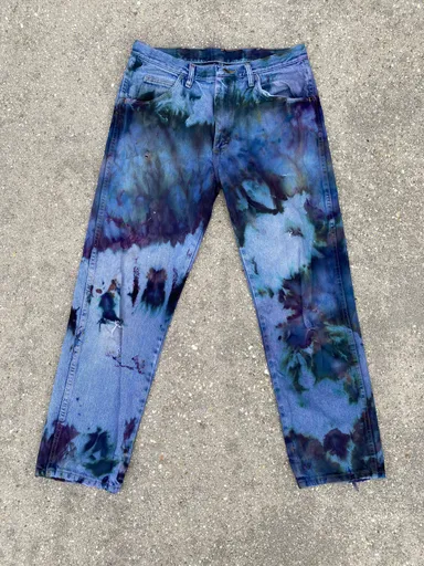 Vintage hand ice dyed rustler jeans (2)