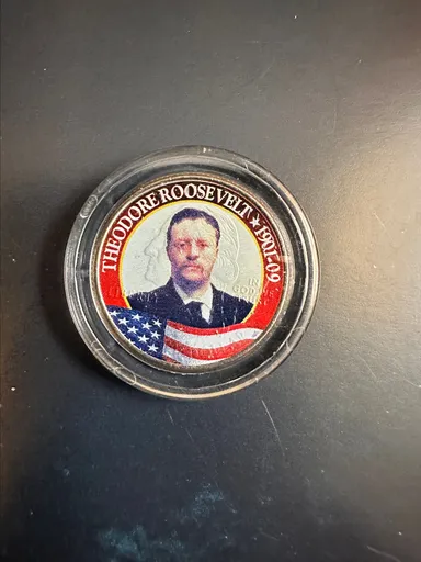 Theodore Roosevelt colorized quarter