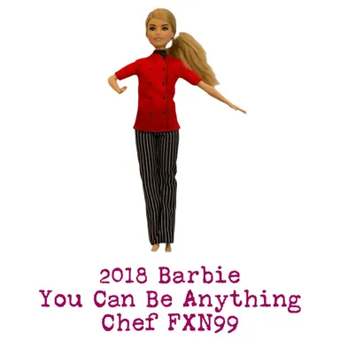 2018 Career Barbie You Can Be Anything Chef Cook Doll FXN99 Red Coat Black Pants