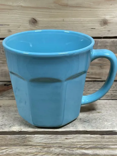 Ocean Blue Mug 5” Vertical Ribbed Teal Textured Thick Ceramic Heavy Coffee Cup