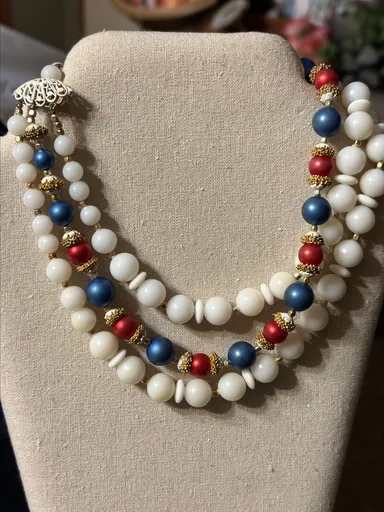 J2 Vintage Red White and Blue Necklace
