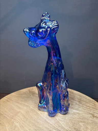 6 Fenton iridised sapphire blue alley cat