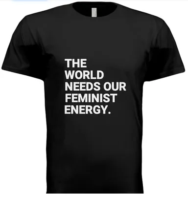 The world needs our feminist energy shirt, feminist, women's rights, social justice (men's sizing); Cotton Crewneck T-Shirt