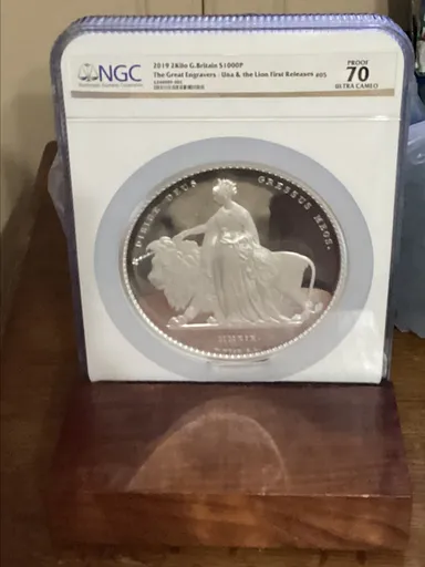 2019 Silver £1000 Great Britain Una and the Lion 2-Kilo First Releases NGC Proof-70