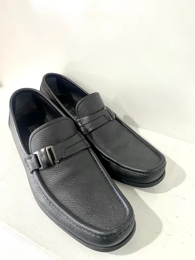 SALVATORE FERRAGAMO Black Leather Loafers - Size 10 Men