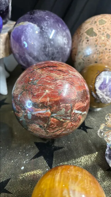 Jasper in pyrite sphere
