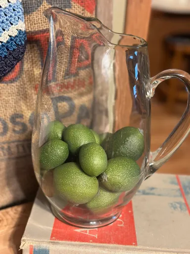 Beautiful Heavy Quality Glass Pitcher with Limes