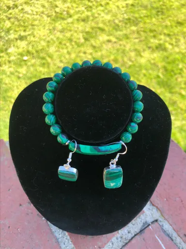 Malachite Set Earrings and Bracelet
