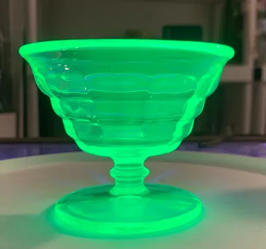 1126 Vintage Green Depression Uranium Glass Sherbet Cup