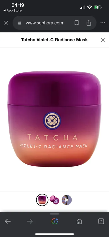 Tatcha Violet-C Radiance Mask 0.34 Fl. Oz. 10 ml. New Unboxed