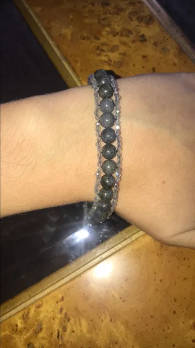 Labradorite Sterling Silver Beaded Bracelet