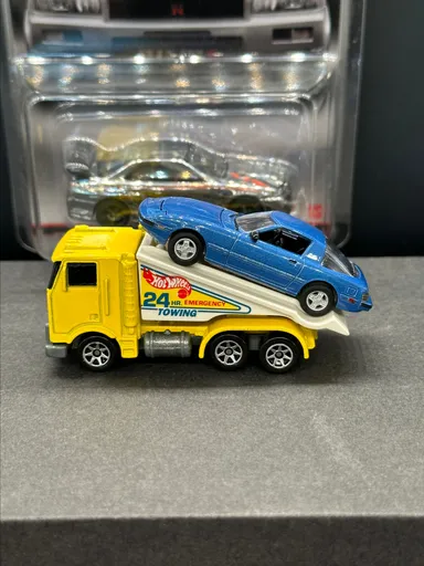 Cool Combo: 1996 Ramp Truck Yellow & 1982 Mazda RX-7 Blue Mint
