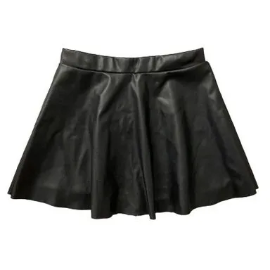 H&M Girl’s Black Faux Leather A-Line Skater Skirt Size 6X