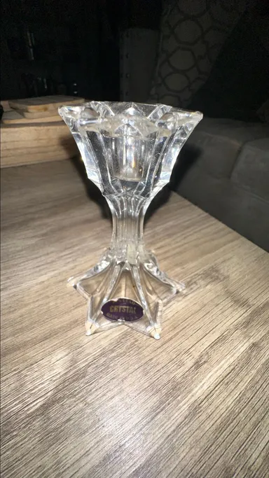 Vintage Crystal Taper Candlestick Holder