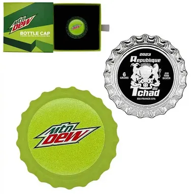 2023 Chad 6 gram Mountain Dew Bottle Cap Proof Silver Coin .999 #1