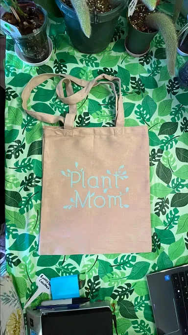Plant Mom canvas tote bag