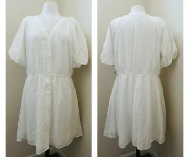 NineWest White Volume Sleeve Dress  - Size XXL