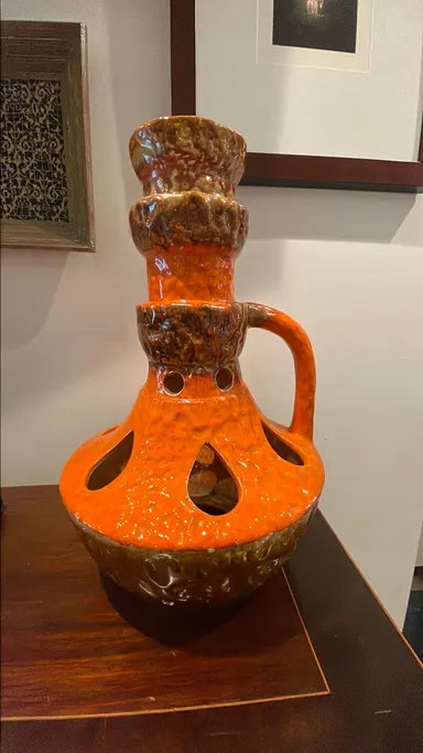 70s vase lamp orange brown large!