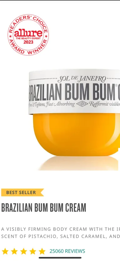 $44 NIB Sol de Janeiro Brazilian Bum Bum Cream 5 Fl. Oz. 150 ml.