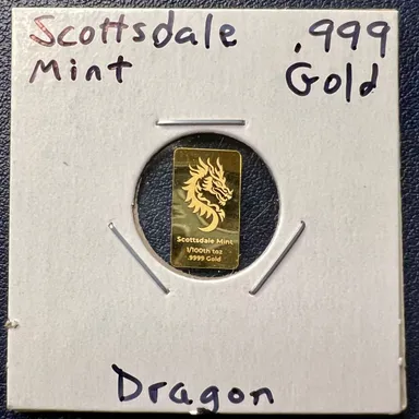 2024 Scottsdale Mint “Lunar Dragon” 1/100oz .9999 Gold Bar