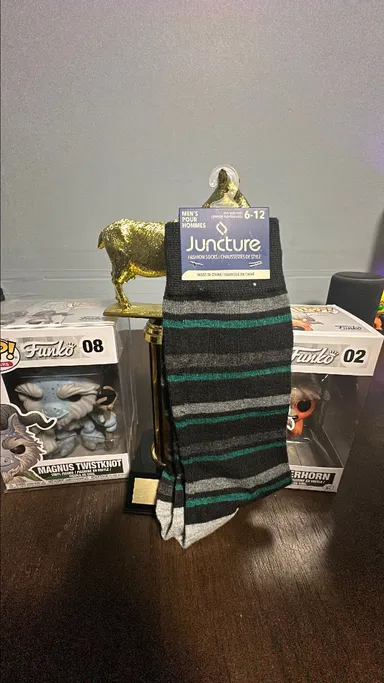 Socks - Teal and Gray Stripes