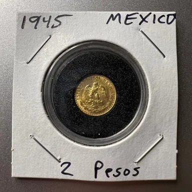1945 Mexico Dos 2 Pesos Gold Coin WWII