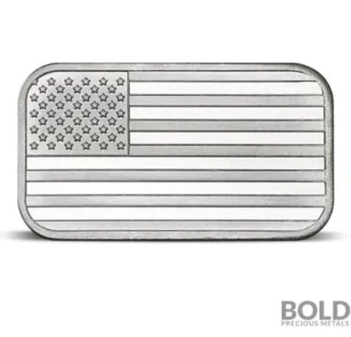 AMERICAN FLAG SILVER BAR 1 Oz .999 Fine Silver