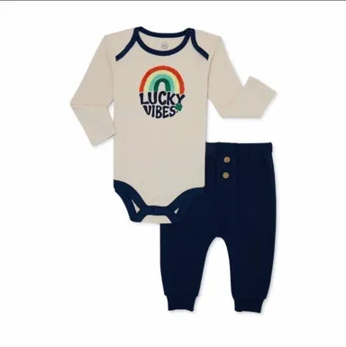 Size 6-9 Months 2 Piece Outfit Lucky Vibes St. Patrick’s Rainbow Outfit