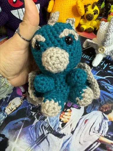 Handmade crocheted bigger mini dragon