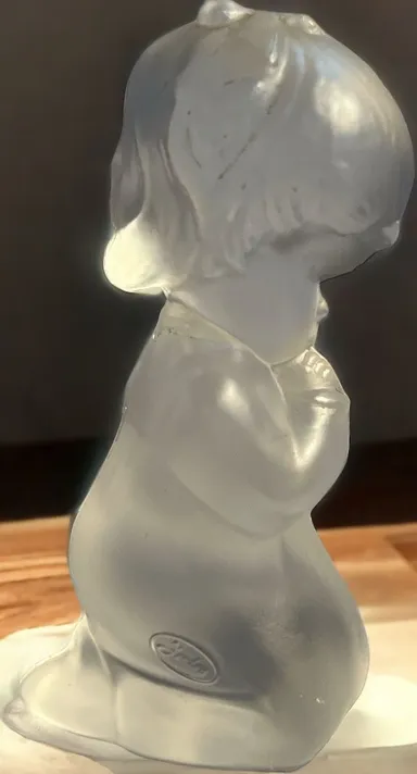 Fenton Art Glass Clear Satin Praying Girl Figure