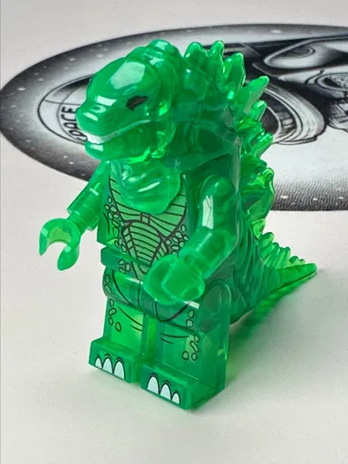Custom, transparent, green Godzilla MOC