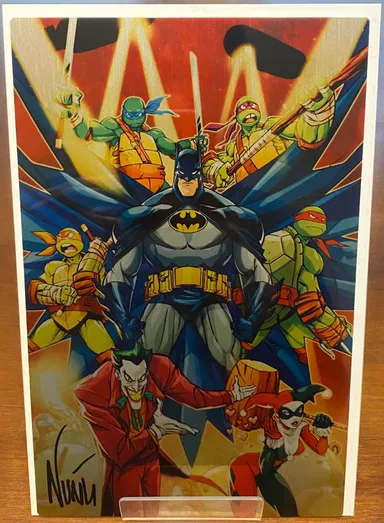 DC & TMNT Comic Sized Metal Art Print SIGNED by Eddie Nunez with COA