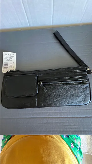 Black Leather Wrist Wallet 9 inches long.