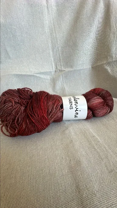 Voolenvine Yarns fingering weight in color Mexican hot chocolate.