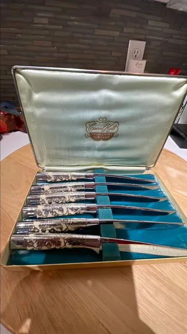 Vintage Carvel Hall by Briddell 6 Fruit & Cheese Knives With Case